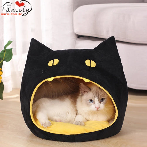 Deep Sleep Cat Bed Warm Pet House Cozy Cave Cushion Gatos Productos Para Mascotas Sleeping Dog Basket Tent Mat Pet Bed Supplies Festive Paws