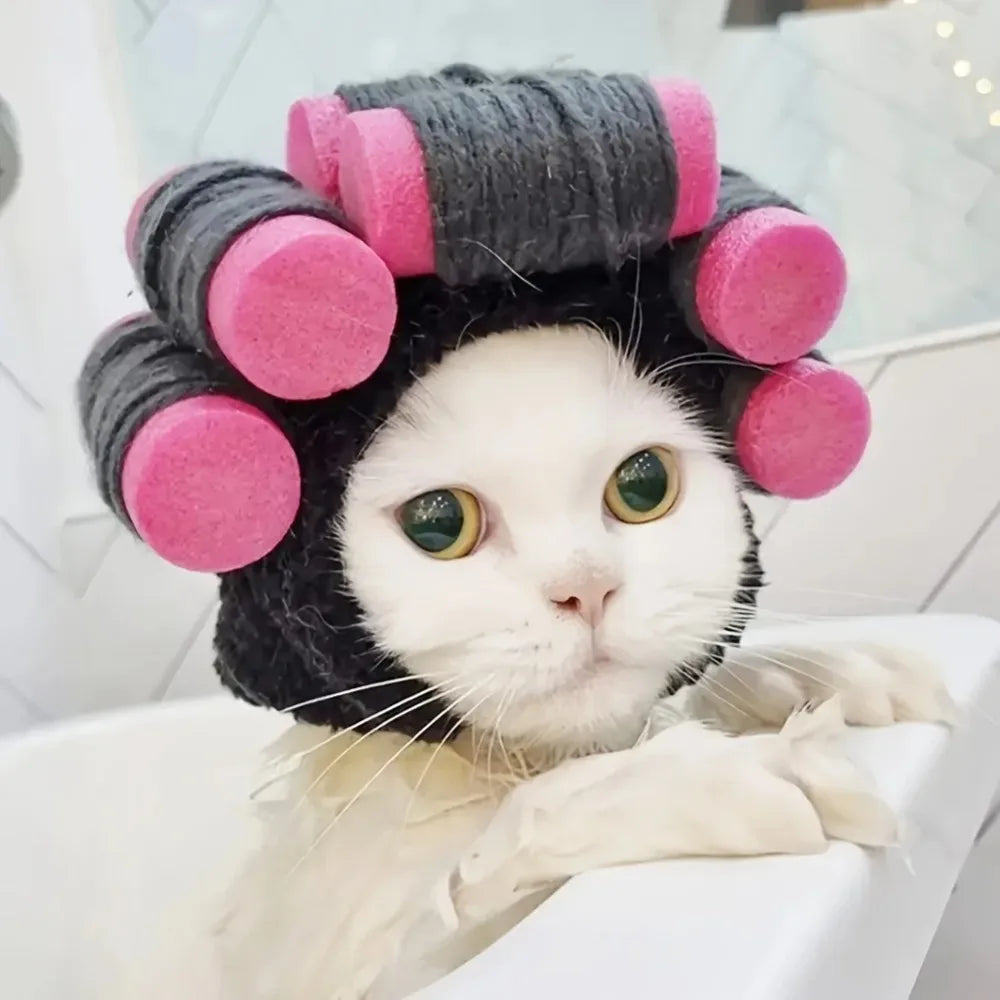 Roller Curls Hat for Pets Festive Paws