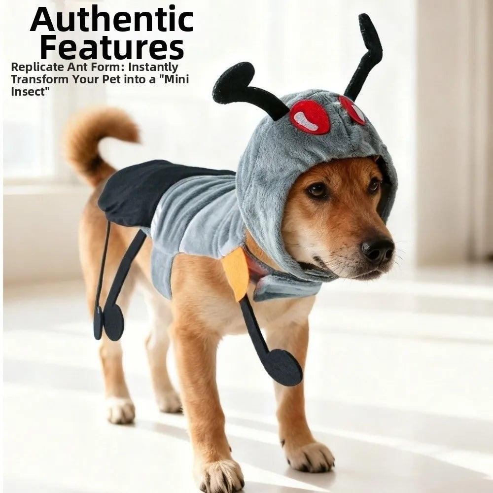 Cute Simulation Ant Costume Ant Shaped Adjustable Pet Ant Headgear Warm with Cap Cat Cosplay Clothes Cosplay Events Festive Paws