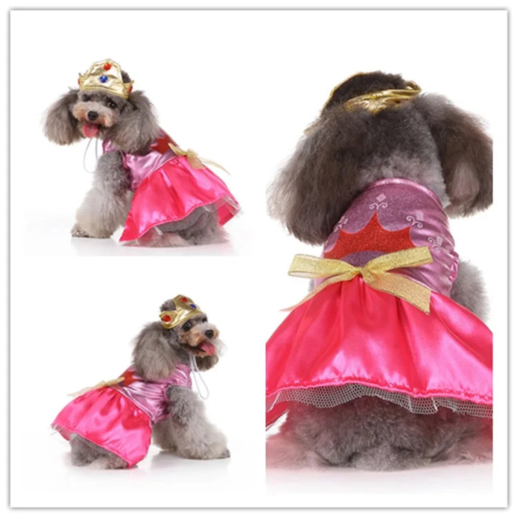 Halloween Christmas Outfits for Small Medium Dogs Cosplay Prince Fancy Yorkshire Cat Clothing Witch Cloak Butterfly Puppy Dress Festive Paws