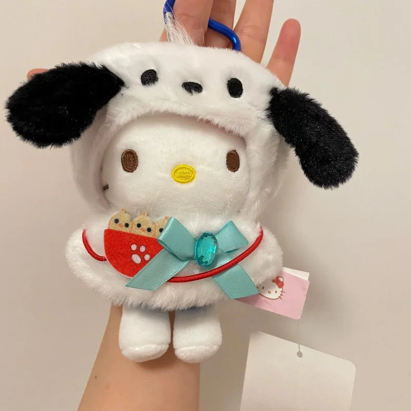 Sanrio kawaii Doll Clothes Kuromi Melody Cinnamoroll For 15cm cotton Doll Clothing Kokomimi Kitty Cloak Skirt for Labubu Outfit Festive Paws