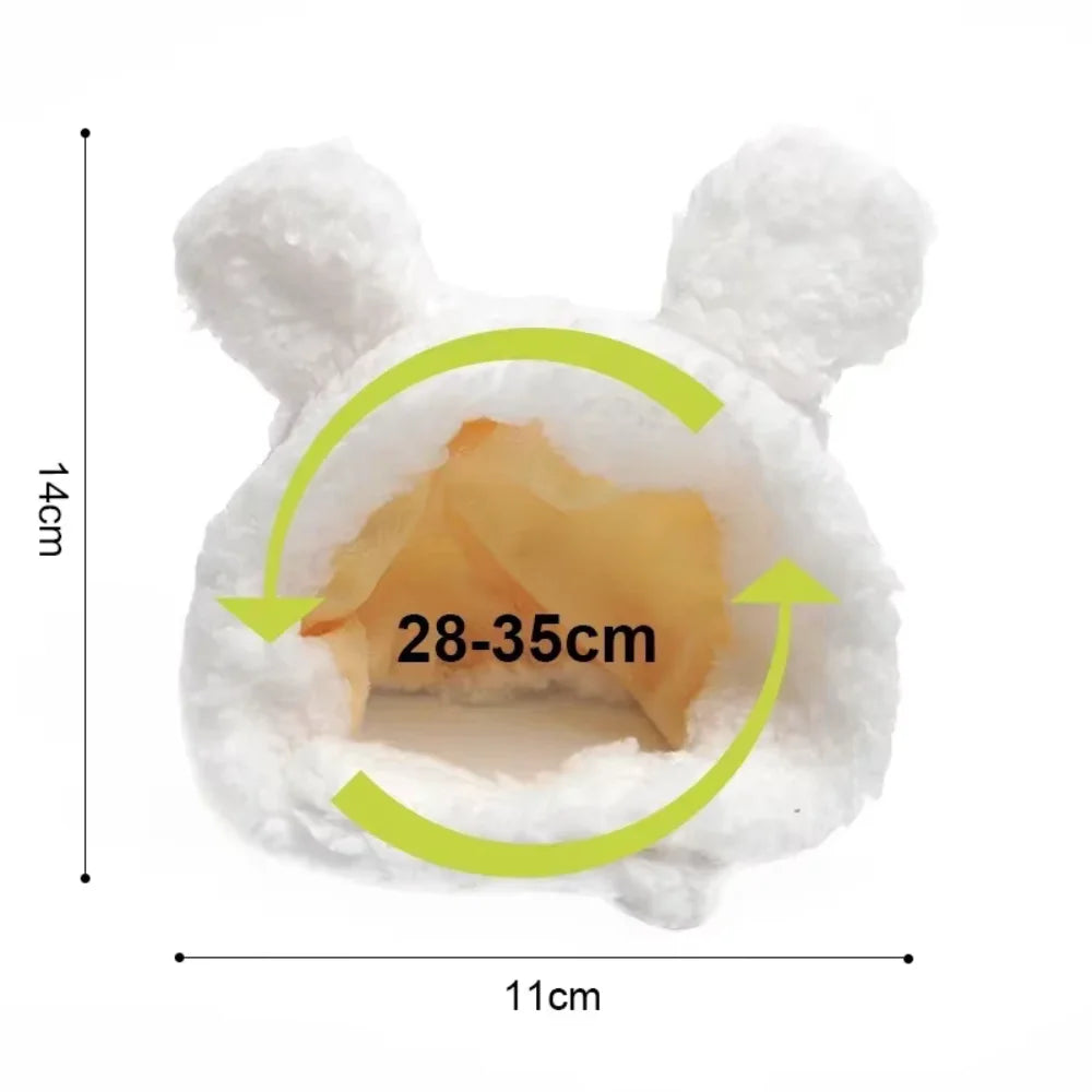 Funny Cat Cap Bear Plush Head Cover Cute Cat Dog Woven Warm Headdress Pet Hat Kitten Puppy Cosplay Costume Accessories Festive Paws