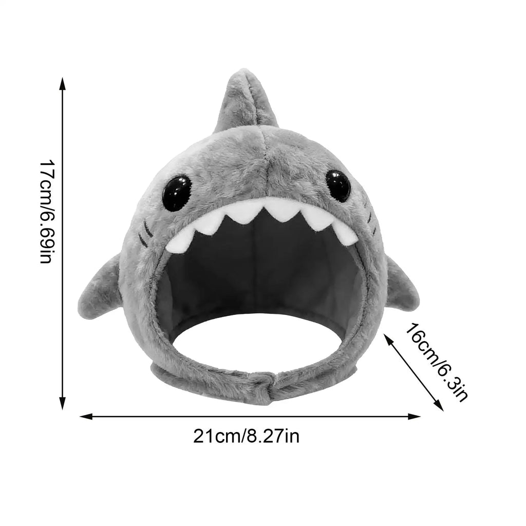 Kitten Outfits Adjustable Cat Shark Headdress Cartoon Warm Plush Cat Decorative Hat Cute Soft Pet Costume Halloween Festive Paws