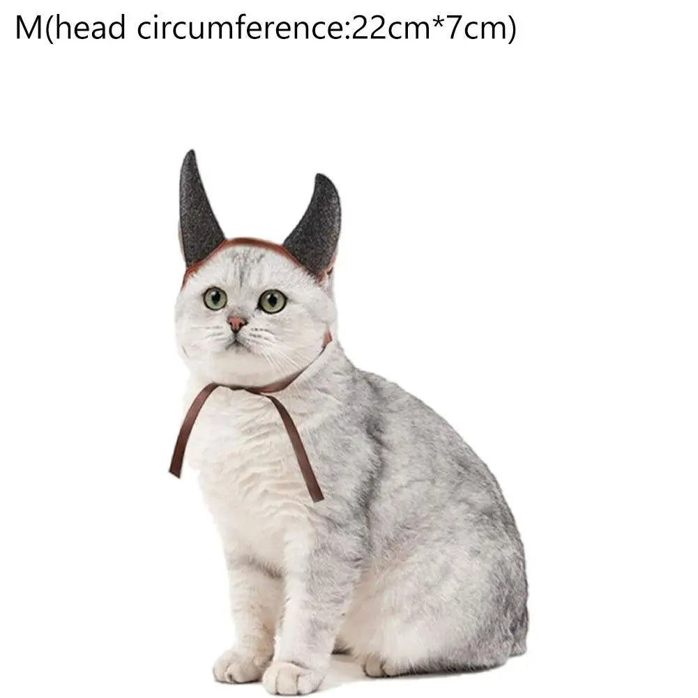 Pet Costume Devil Horn Headband Accessory Animal Headpiece Cosplay Halloween Party Props Funny Demon Cosplay for Dogs Cats Gifts Festive Paws