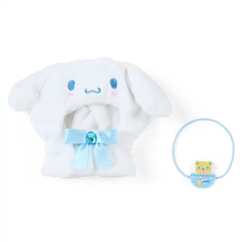 Sanrio kawaii Doll Clothes Kuromi Melody Cinnamoroll For 15cm cotton Doll Clothing Kokomimi Kitty Cloak Skirt for Labubu Outfit Festive Paws