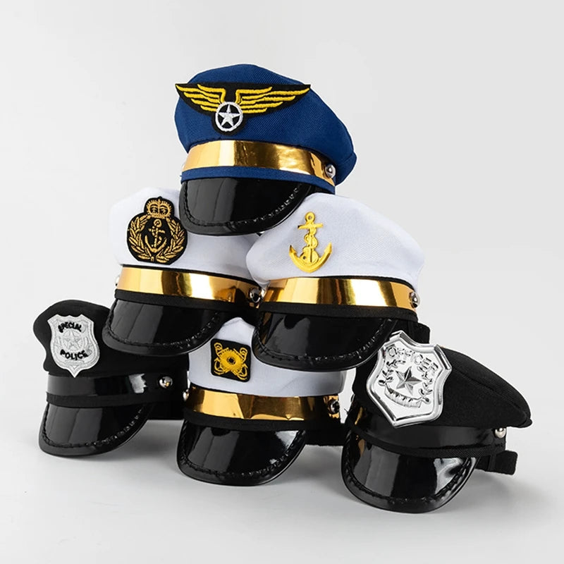Halloween Pet Cosplay Police, pilot, etc Hat Accessories