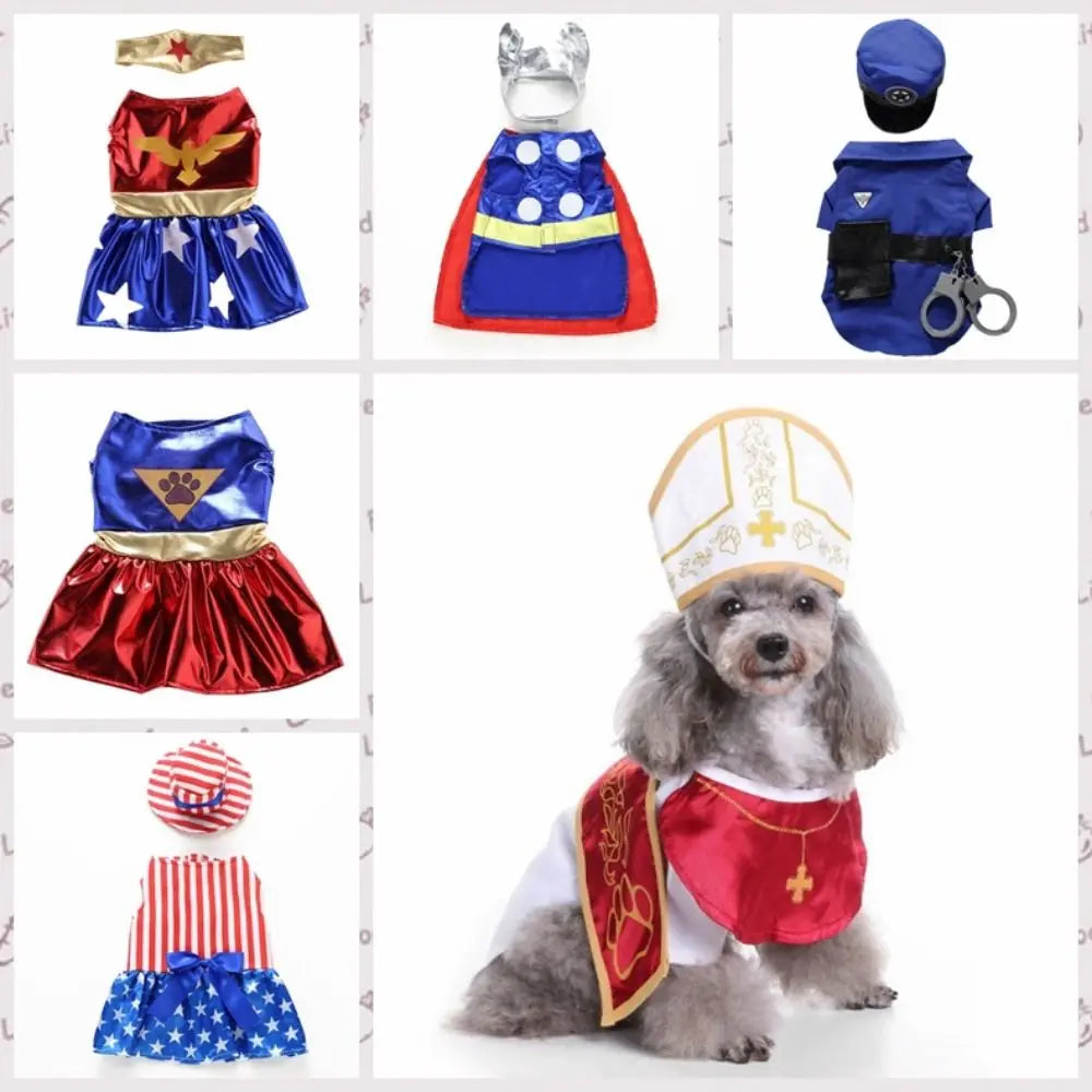 Dog Cosplay Godfather Suit Polyester Dog Halloween Dress Soft Breathable Pet Cosplay Clothes Colorful Christmas Party Festive Paws
