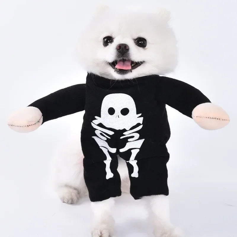 Halloween Pet Dog Clothes Transformed Pet Apparel and Wig for Holiday Party Pet Supplies Funny Bloody Doll With Knife Dog Costum Festive Paws