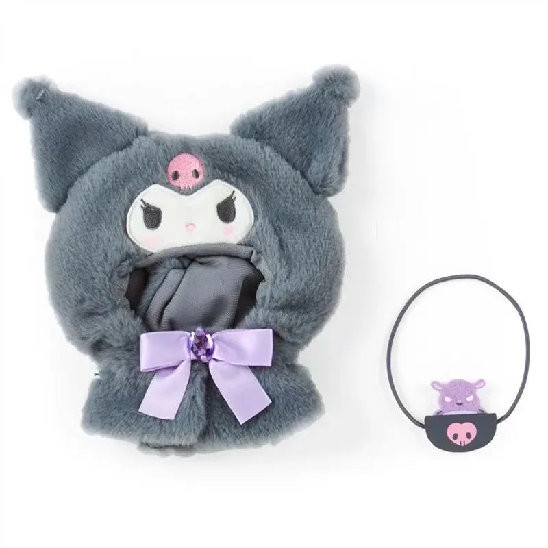 Sanrio kawaii Doll Clothes Kuromi Melody Cinnamoroll For 15cm cotton Doll Clothing Kokomimi Kitty Cloak Skirt for Labubu Outfit Festive Paws