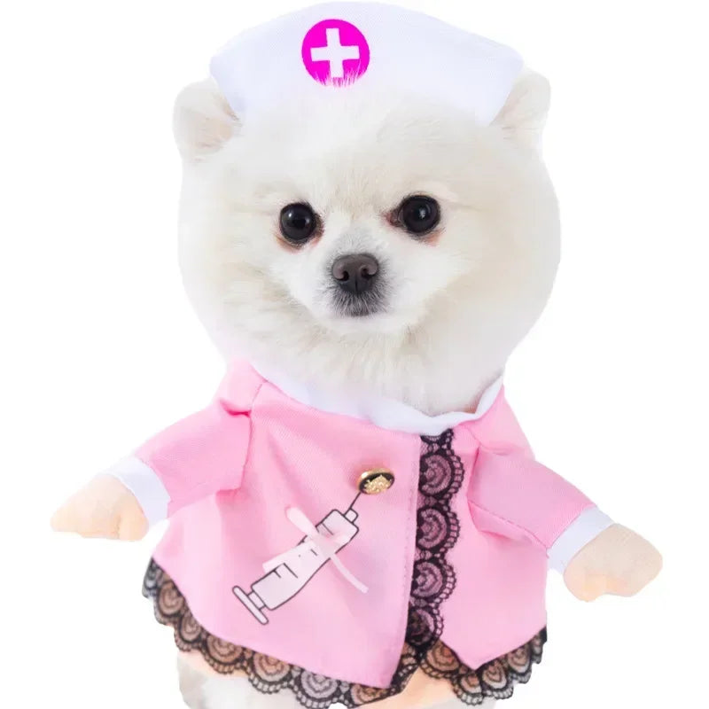 Halloween Pet Dog Clothes Transformed Pet Apparel and Wig for Holiday Party Pet Supplies Funny Bloody Doll With Knife Dog Costum Festive Paws