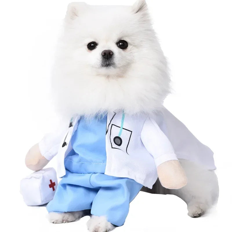 Halloween Pet Dog Clothes Transformed Pet Apparel and Wig for Holiday Party Pet Supplies Funny Bloody Doll With Knife Dog Costum Festive Paws