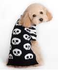 Pumpkin Dog Sweater - Black & White Skull Festive Paws