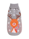 pet Knit Sweater - reindeer grey snow Festive Paws