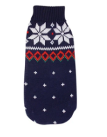 Pet Knit Sweater - navy blue snowflakes Festive Paws