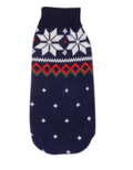 Pet Knit Sweater - navy blue snowflakes Festive Paws