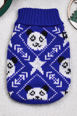 Pet Sweater - Star Blue/white Panda Festive Paws