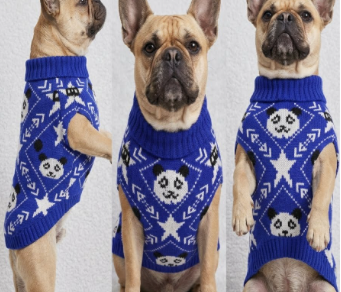 Pet Sweater - Star Blue/white Panda Festive Paws