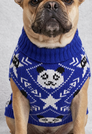 Pet Sweater - Star Blue/white Panda Festive Paws