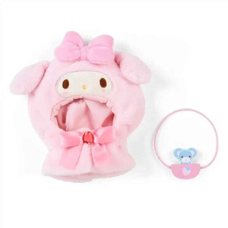 Sanrio kawaii Doll Clothes Kuromi Melody Cinnamoroll For 15cm cotton Doll Clothing Kokomimi Kitty Cloak Skirt for Labubu Outfit Festive Paws