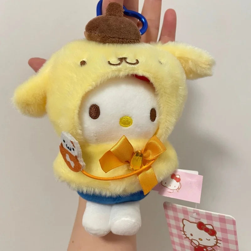 Sanrio kawaii Doll Clothes Kuromi Melody Cinnamoroll For 15cm cotton Doll Clothing Kokomimi Kitty Cloak Skirt for Labubu Outfit Festive Paws