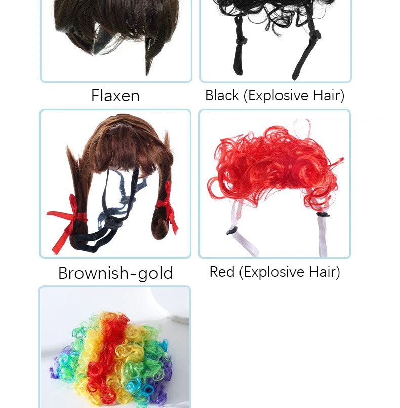 Dogs Cats Headdress Funny Pet Wigs Bangs Exploding Head Braids Straight Hair Nylon Fibre Material Halloween Pet Accessories Festive Paws