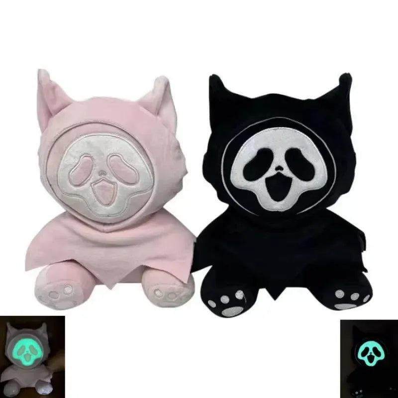 2PCS 23cm Ghost Face Plush Toys Cute Soft Stuffed Animation Luminous Ghost Home Room Decor Dolls For Kid Birthday Halloween Gift Festive Paws