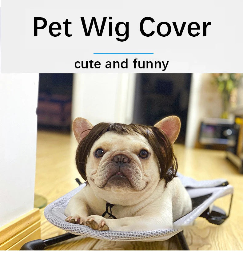 Dogs Cats Headdress Funny Pet Wigs Bangs Exploding Head Braids Straight Hair Nylon Fibre Material Halloween Pet Accessories Festive Paws