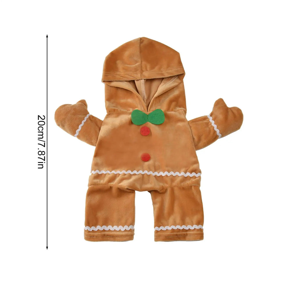 Pet Puppy Gingerbread Costumes Winter Dog Christmas Gingerbread Man Standing Costume Cute Plush Pet Cosplay Apparel Festive Paws