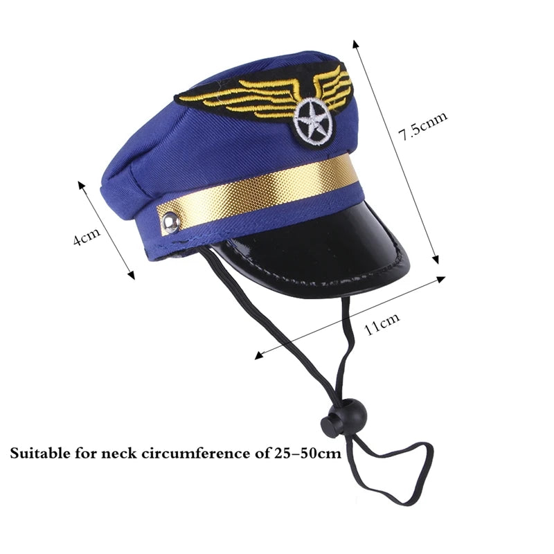 Halloween Pet Cosplay Police, pilot, etc Hat Accessories