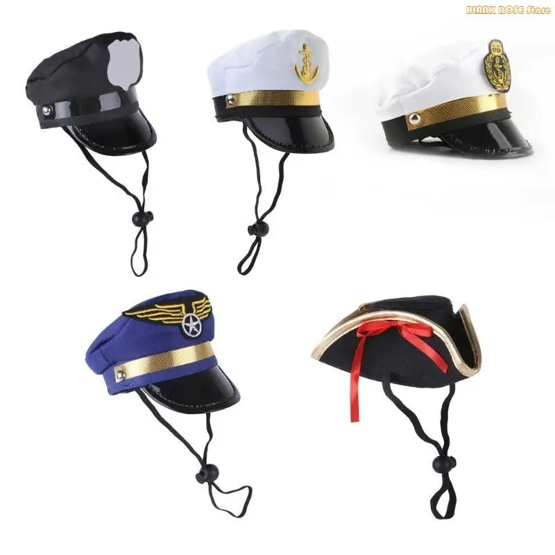 K1AE Christmas Pet Hat Captain Pirate Hat for Dog Dress Up Pet Supplies Festive Paws