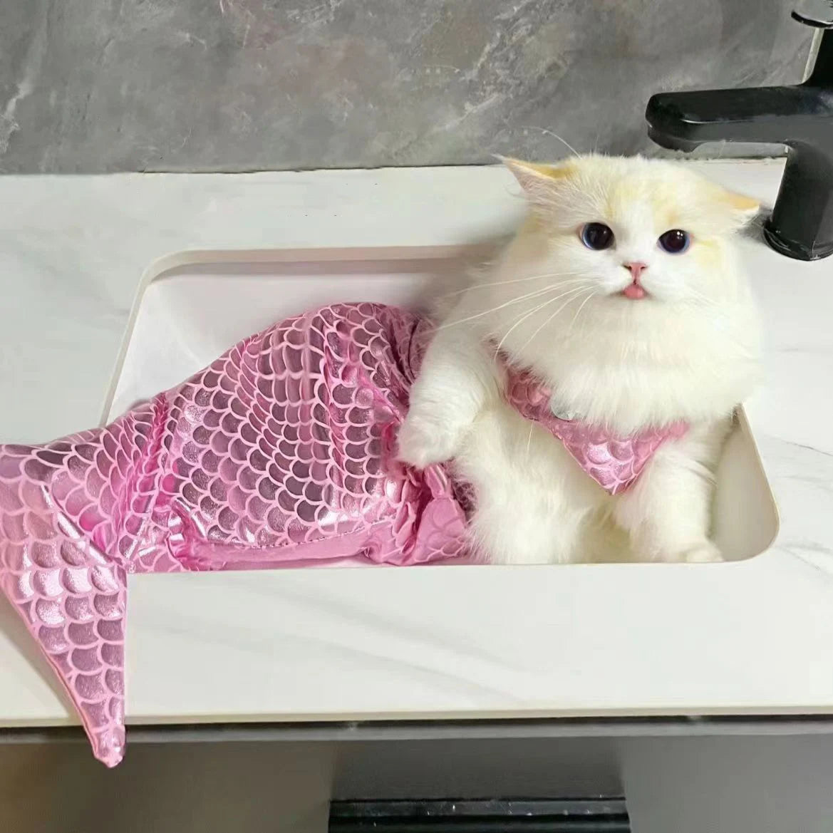 Mermaid Cat Halloween Costumes Sparkly Cosplay Dog Clothes Outfit for Small Kitten Birthday Party Dressing Up Pet Costumes   Cos Festive Paws