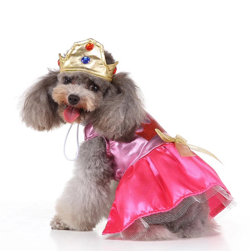 Halloween Christmas Outfits for Small Medium Dogs Cosplay Prince Fancy Yorkshire Cat Clothing Witch Cloak Butterfly Puppy Dress Festive Paws