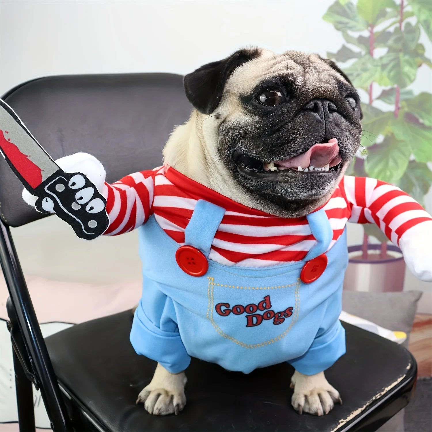Halloween Pet Dog Clothes Transformed Pet Apparel and Wig for Holiday Party Pet Supplies Funny Bloody Doll With Knife Dog Costum Festive Paws
