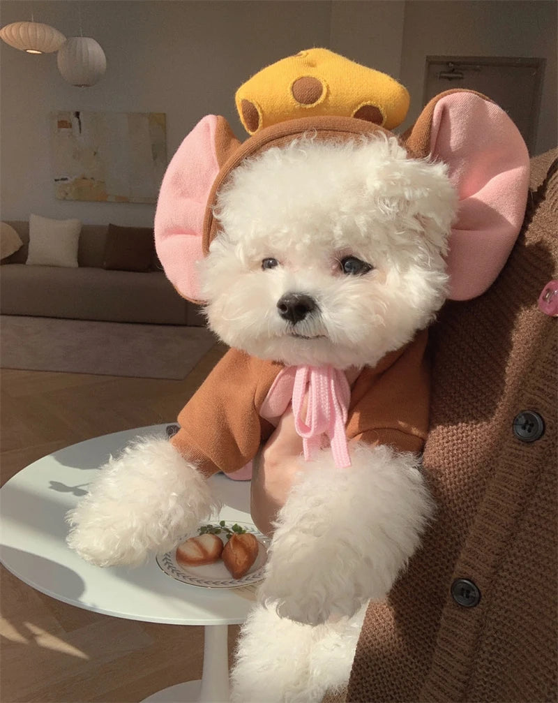 Autumn Winter Pet Cat Sweatshirt Warm Fleece Cosplay Animal Hoodies Overalls for Small Dogs Funny York Halloween Kitten Clothing Festive Paws