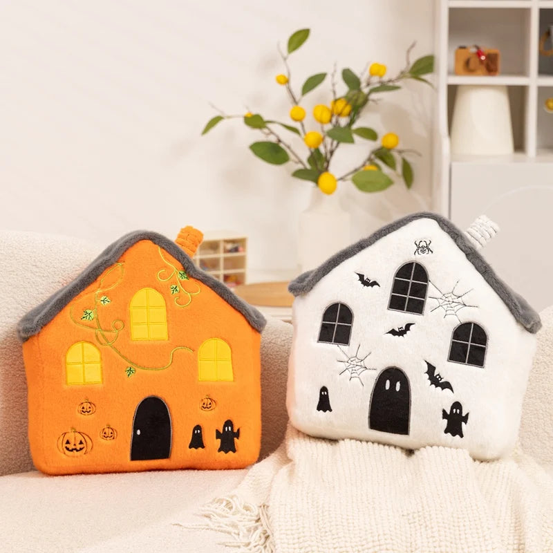Fun Cute Halloween Orange Pumpkin Plush Toy Pillow Bat Ghost House Vampire Plush Toy Home Decoration Gift For Children Festive Paws
