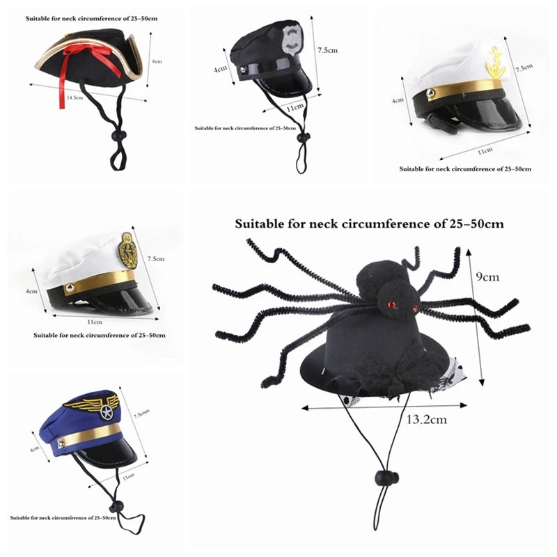 Halloween Pet Cosplay Police, pilot, etc Hat Accessories