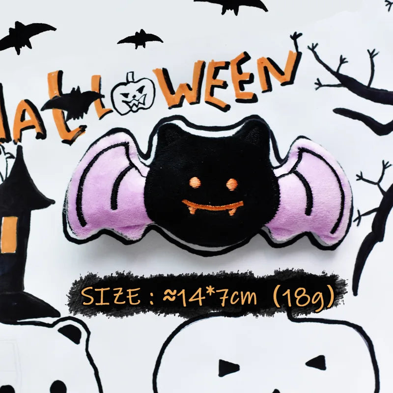 Halloween Dog Plush Squeaky Toy - Ghost Pumpkin Bat Stuffed Toys for Small Dogs Puppies, Festive Pet Chew Toy to Festive Paws