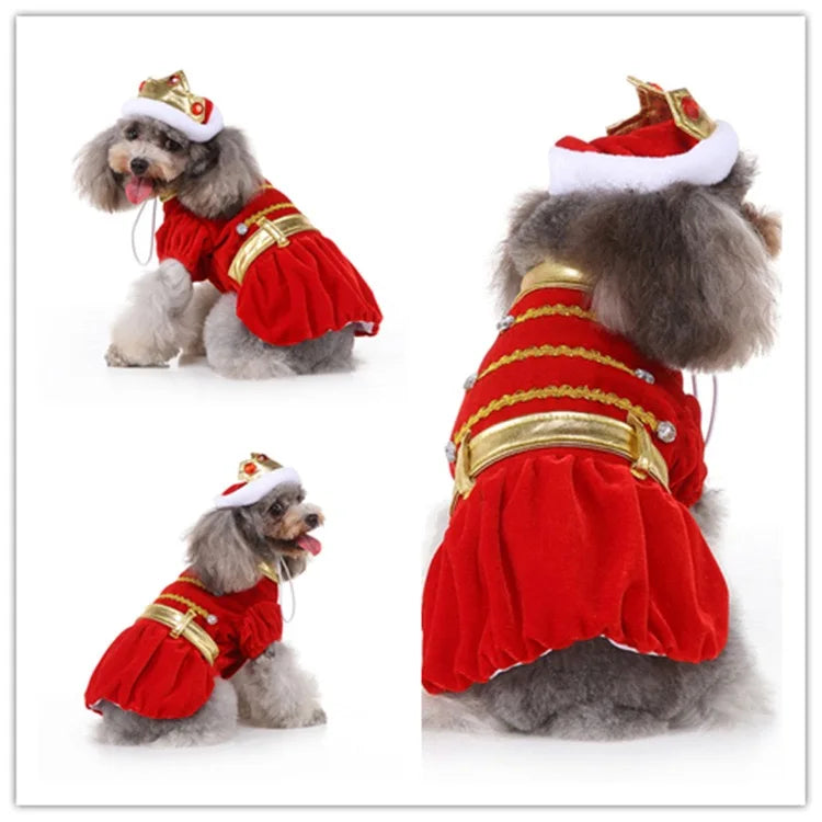 Halloween Christmas Outfits for Small Medium Dogs Cosplay Prince Fancy Yorkshire Cat Clothing Witch Cloak Butterfly Puppy Dress Festive Paws