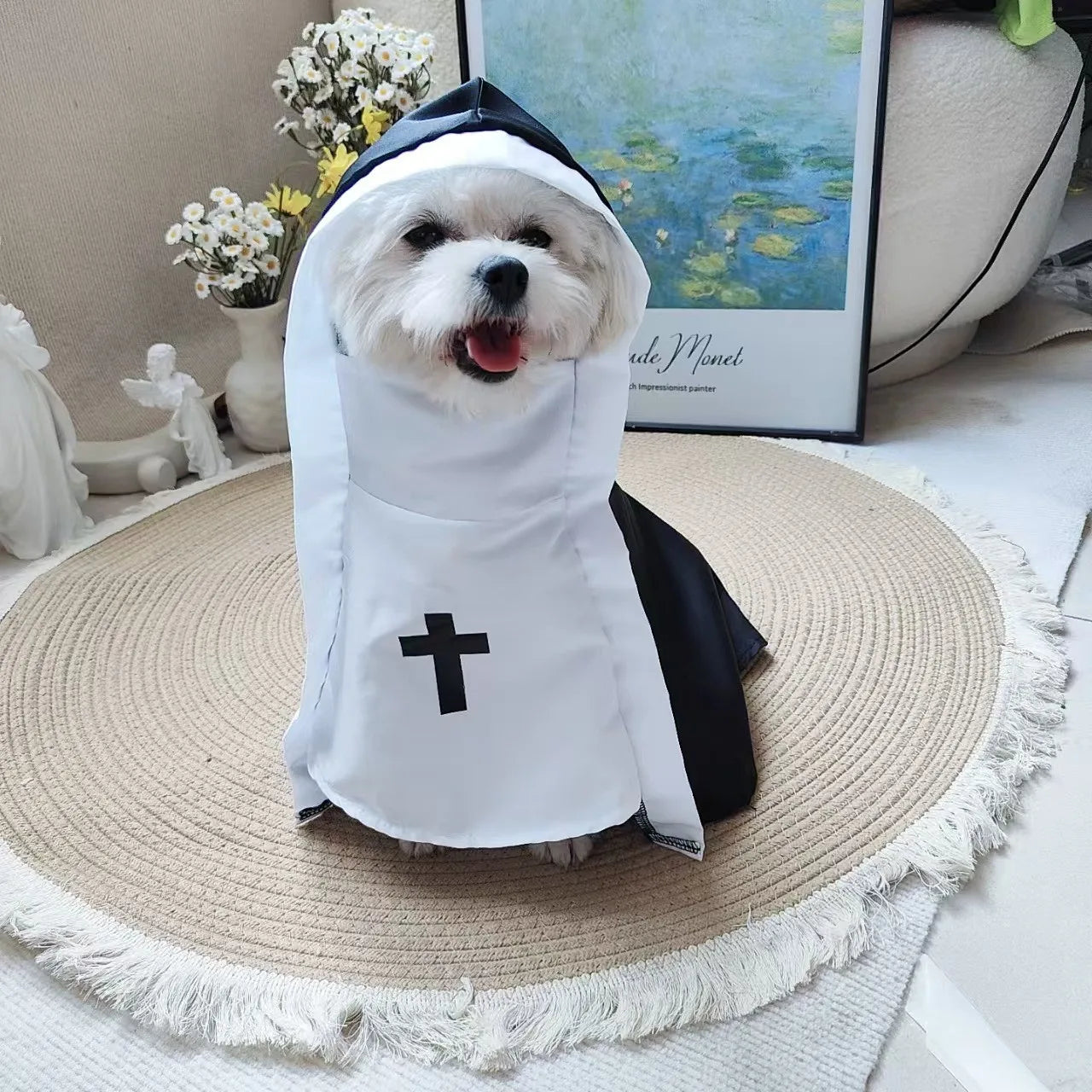 Pet Nun Costume with Cross Halloween