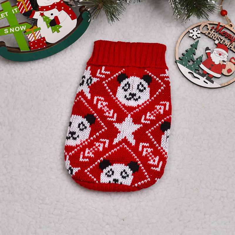 Pet Sweater - Red Star Panda Festive Paws